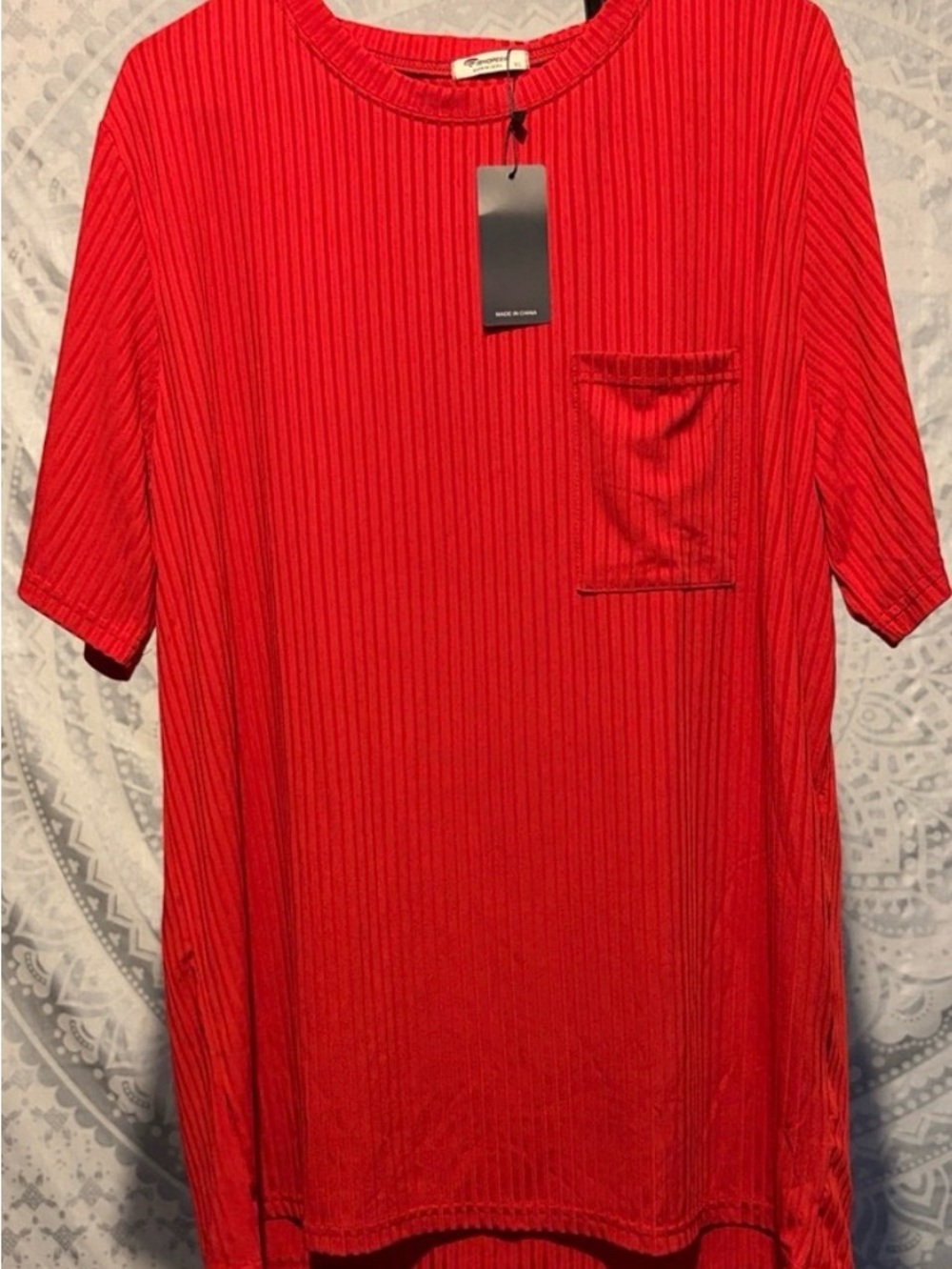 ❤️ NWT Ishopeer Red Ribbed Loungewear Set XL Cargo Pocket Tee & Shorts Set 🍕